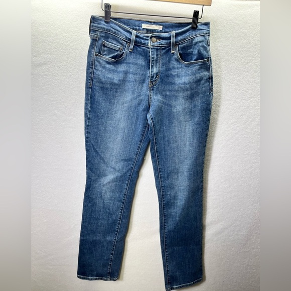 Levi’s 505 Straight Jeans Womens 28 Waist Blue Denim Stretch Cute Pants 2150 - Picture 1 of 10